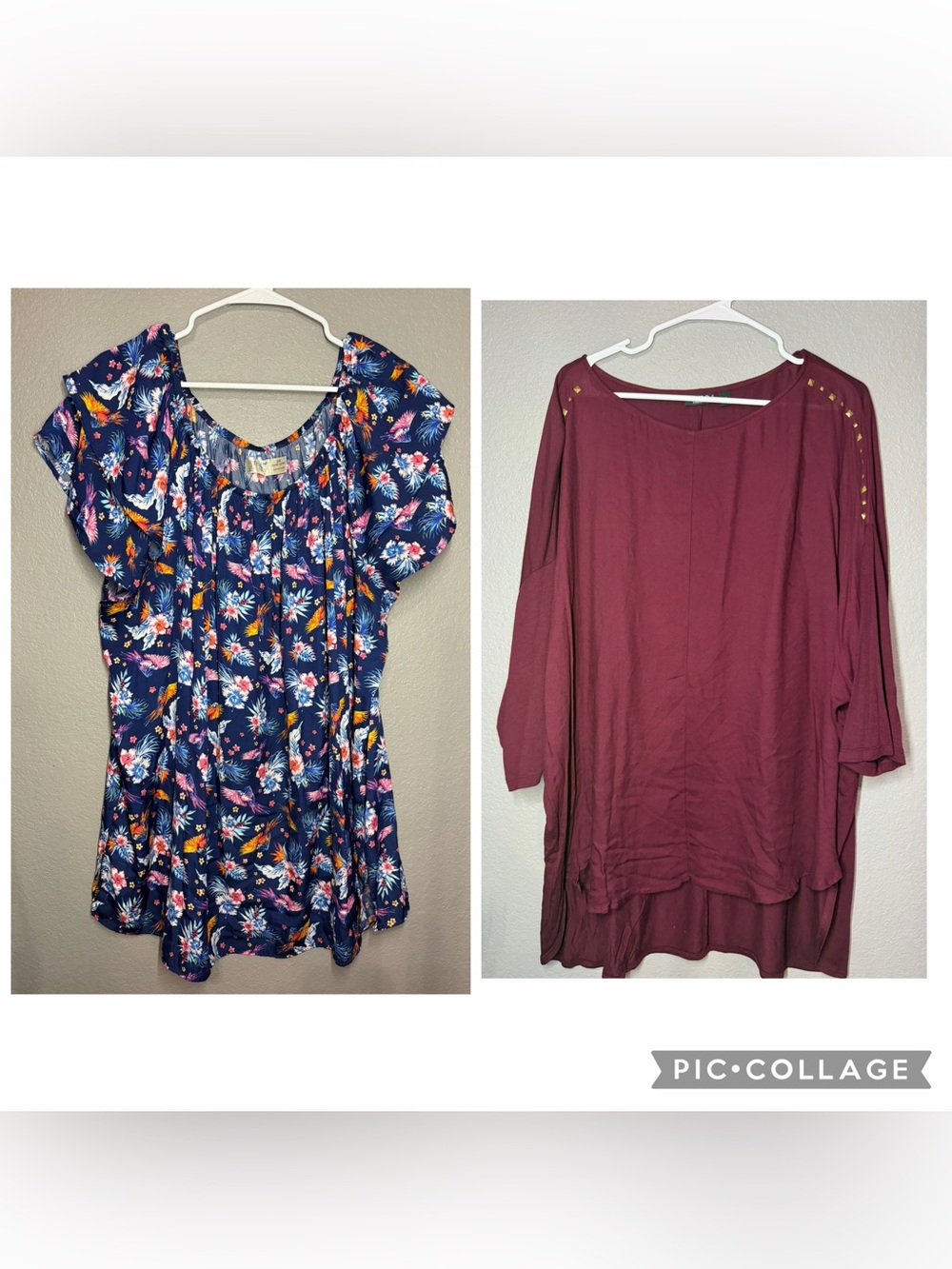 Women's Navy Floral Off-Shoulder Top - Unbranded